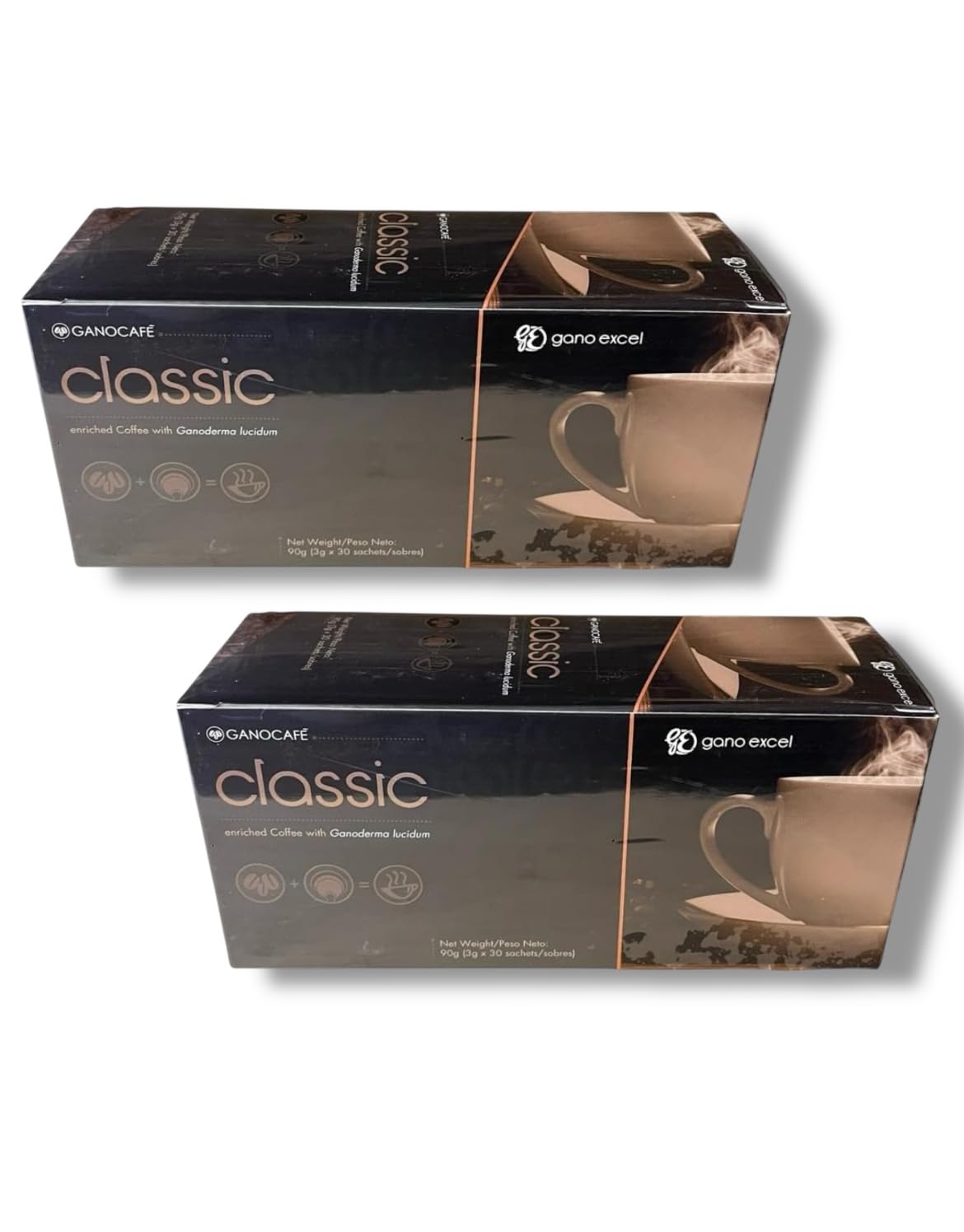 Gano Excel Classic Coffee – 2 Boxes (60 Sachets Total) – Instant Ganoderma Coffee, Energizing & Immune Support – Rich, Smooth Taste