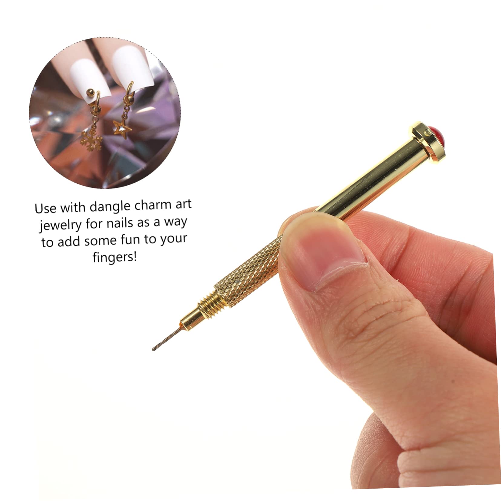 LIFKOME 2pcs Nail Hand Drills Nail Art Piercing Tool for Dangle Charm Piercing Install Tools Random Color