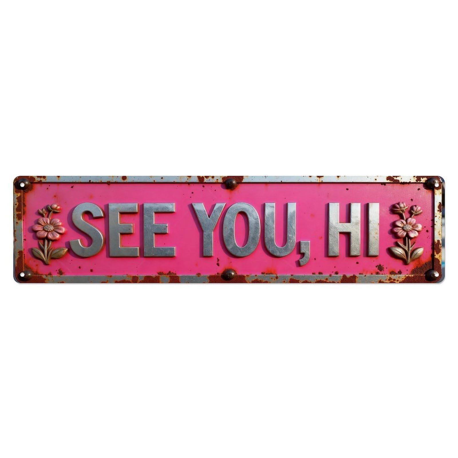 Iageret Vintage Love You Bye Pink Rusty Sign Metal Tin Sign Retro Wall Decor, Bar Garage Cafe Kitchen Home Wall Art Poster Decoration 4X16inches