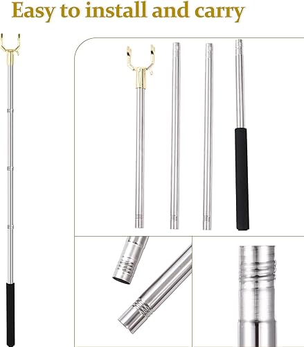 Miniatura 4 de Cagaloi Barra telescópica de secado de ropa de armario de 58 pulgadas, barra de gancho ajustable y ligera, adecuada para perchas de ropa, gancho de