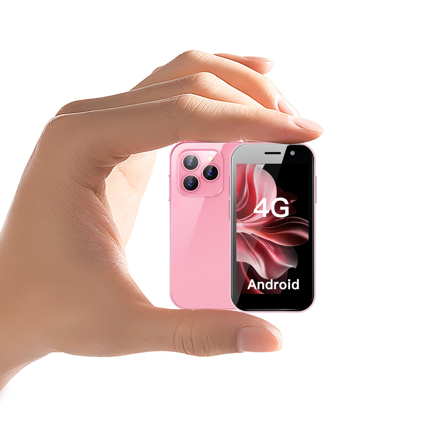 ZOKOE Mini Ultra Compact Smart 3G Telefoon Geen Contract, Android 9.0 Dual SIM Dual Standby Quad Core 2GB RAM 16GB ROM 5.0MP, Reserve Telefoon voor Kinderen (roze
