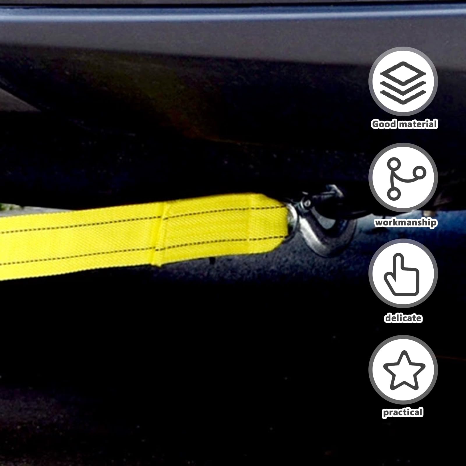 SPORWAY Corda da traino per auto: cinghia circolare, 4 M, 5 tonnellate, corda da traino con strisce riflettenti, cinghia da traino di emergenza con 2 ganci di sicurezza a forma di aquila e 1 paio di