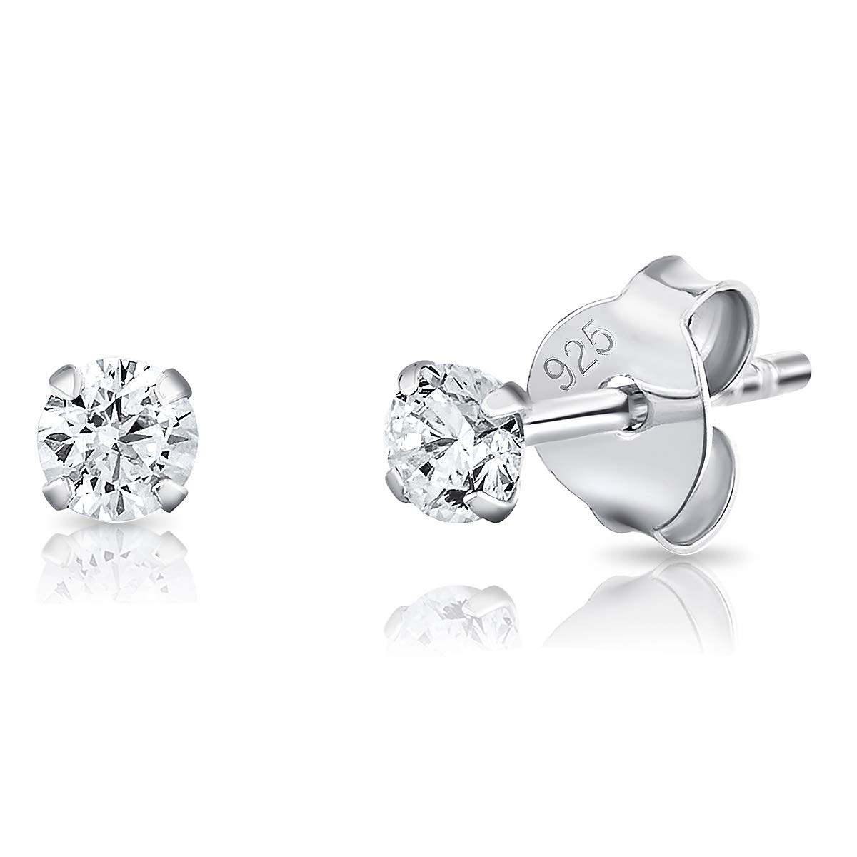 DTPsilver Pendientes Circonita Plata - Pendientes Mujer Plata de Ley 925 - Pendientes Brillantes Mujer - Pendientes Plata de Ley 925 - Aretes de Plata - Pendientes Hombre Diamante - Aretes de Plata Mujer