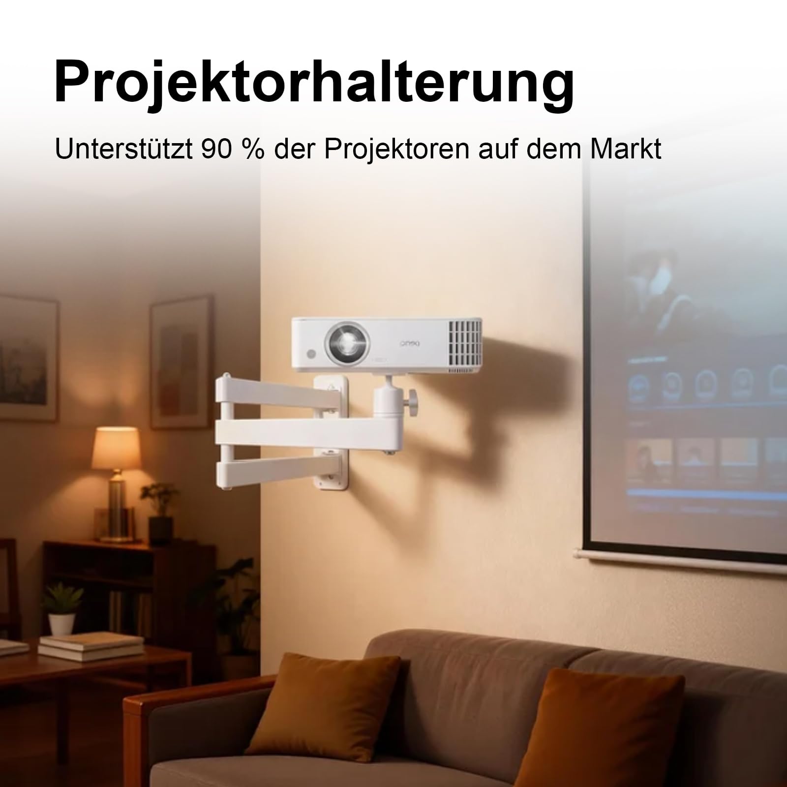 Projektorstand Beamer Projector Stand Wandhalterung Metallhalter Multi-Winkel Verstellbare Projektorhalterung mit 1/4 Zoll Schraubschnittstelle und Gelenkarm
