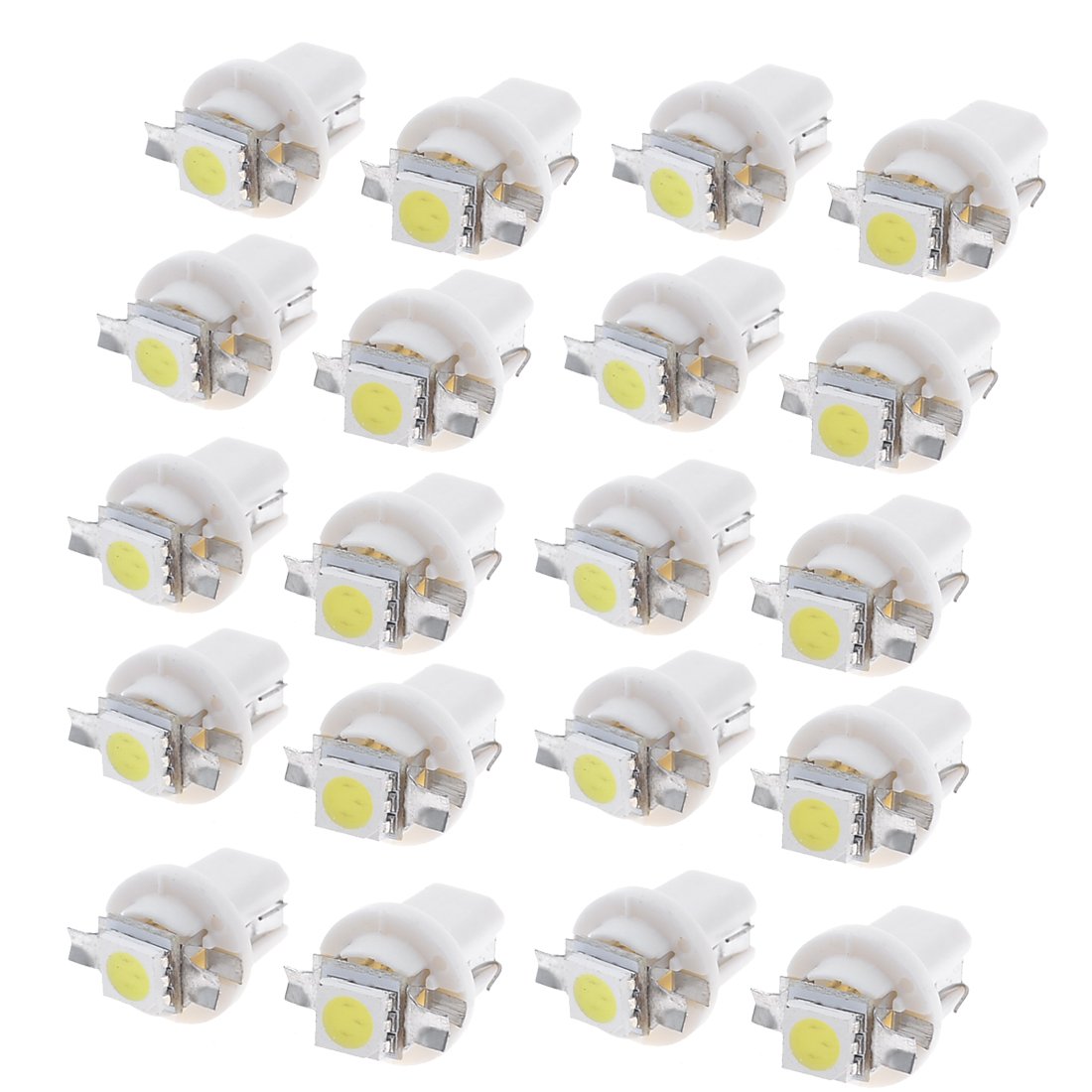 uxcell 20pcs Car White Socket T5 Wedge 5050 Surface Mount Device LED Dashboard Instrument Cluster Light Lamp Bulb