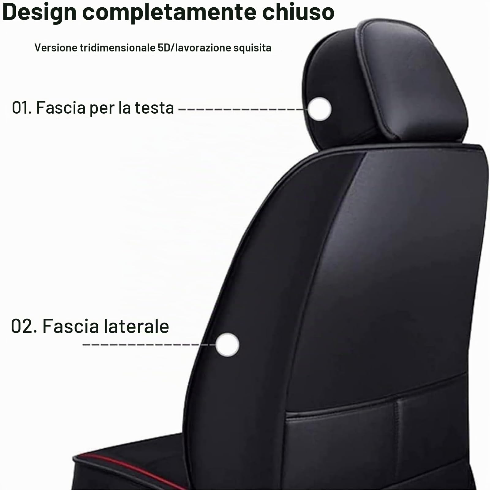 Set Completo di Coprisedili Auto per Nissan Qashqai J12 J11 J10 J11 J12 +2 2006-2023 2024, Pelle Traspirante Impermeabile Antiscivolo Pelle PU Set Set Copri Sedile,C/Black-Red