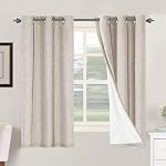 H.VERSAILTEX 100% Blackout Curtains Linen Textured Blackout Curtains for Bedroom Full Light Blocking Thermal Insulated Curtain Panels 84 Inches Long Energy Saving with White Liner, 2 Panels, Ivory