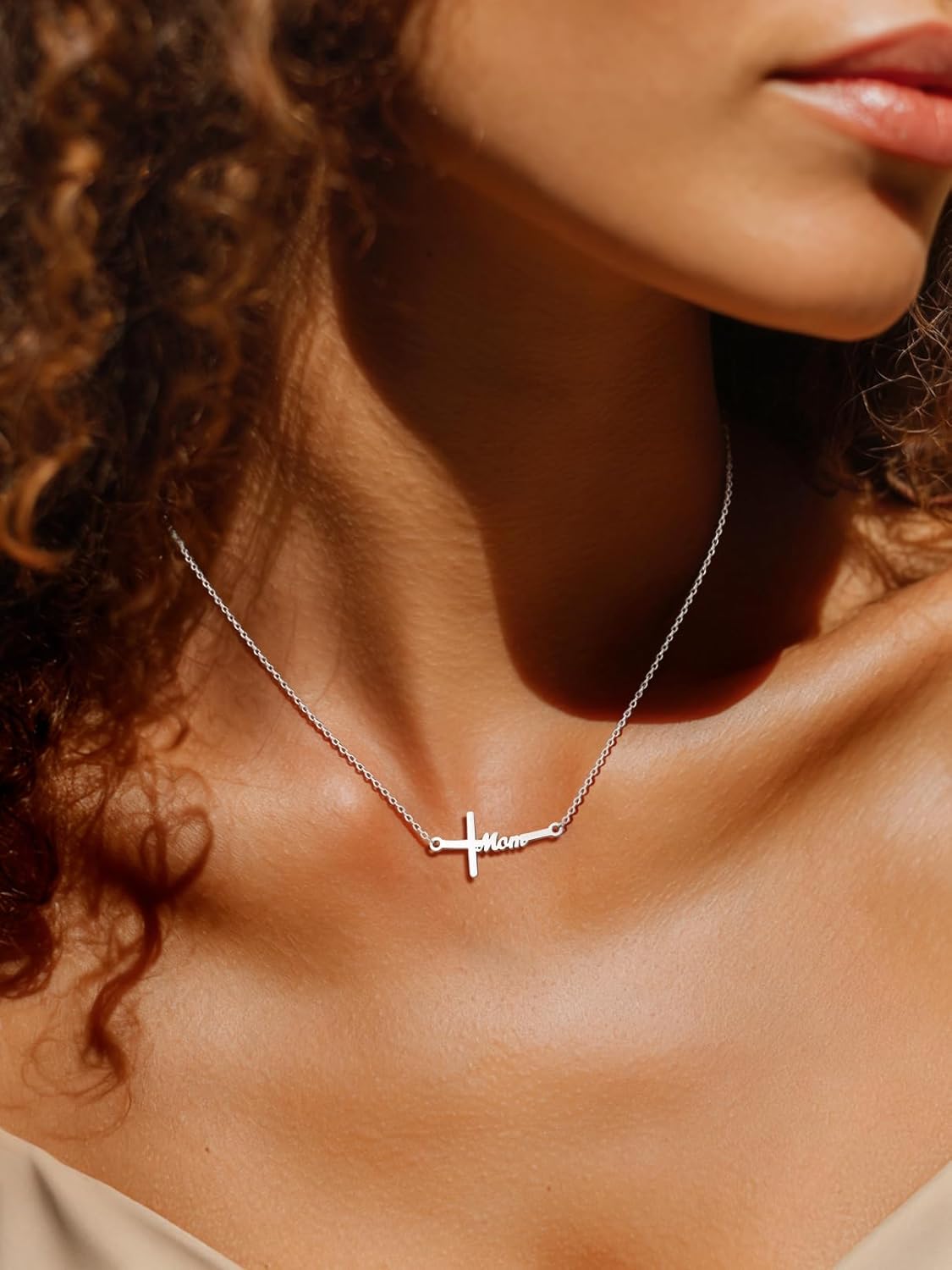 FaithHeart Stainless Steel Small Mom Cross Necklace for Women - Silver/Gold Dainty Faith Christian Pendant Necklaces with Message Card, Religious Jewelry Gifts for Mother Birthday - Image 2