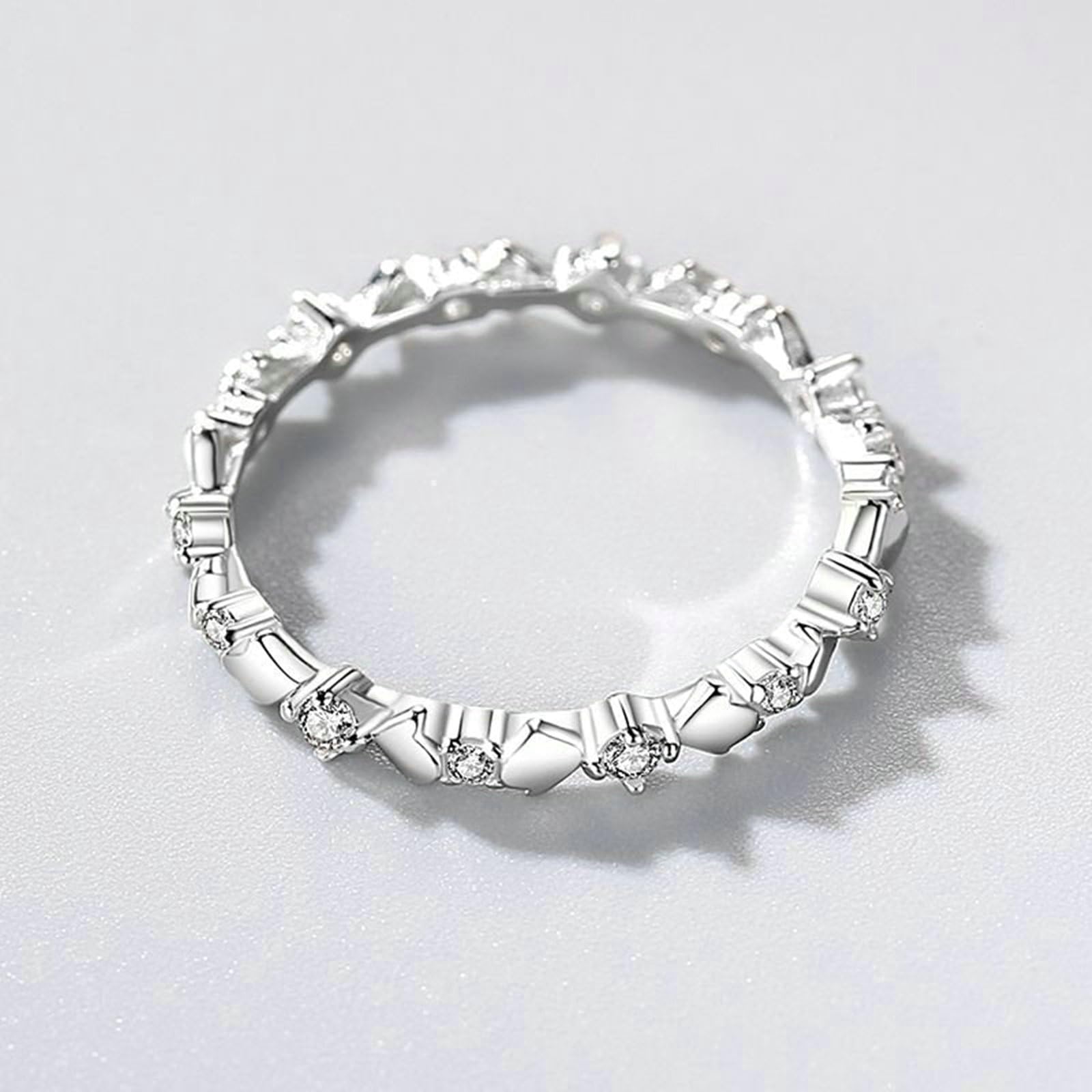 Anillo para mujer de oro blanco, anillos de compromiso, oro real eternidad con moissanite, elegante anillo de matrimonio para mujeres
