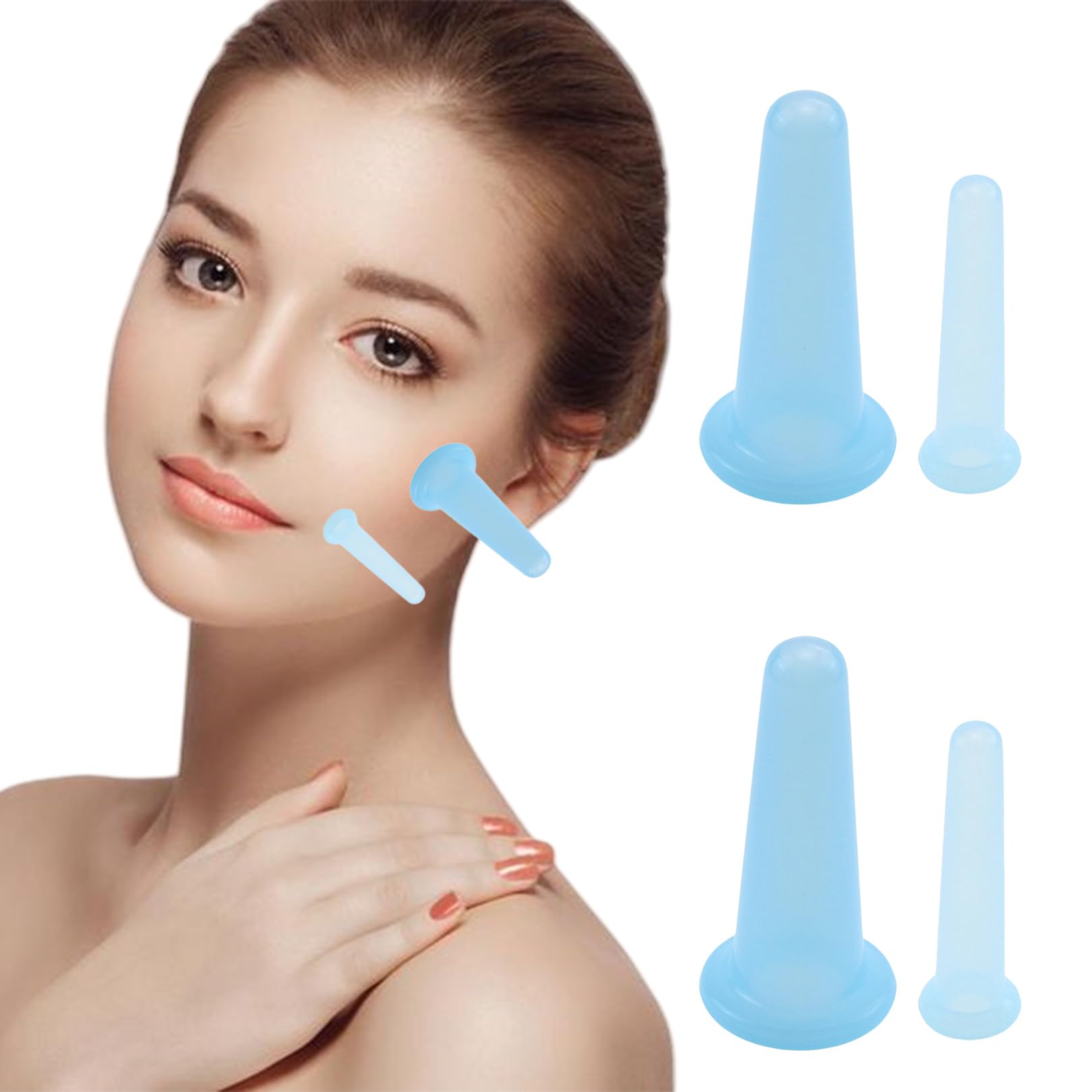 Schröpfgläser Silikon Set,4 STK Schröpfen Gesicht,Face Cupping Set,Facial Cupping,Schröpfköpfe,Schröpfen Therapie für Gesichtsmassage,Anti-Cellulite Massagebecher für Muskelentspannung,Blutzirkulation