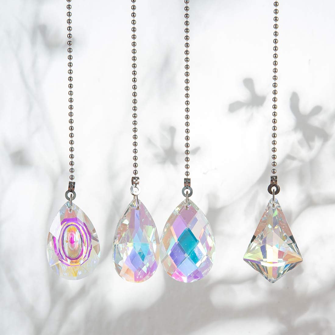 Set of 4 Crystal AB Coating Ceiling Fan Pull Chain Extender Prisms Drop Gifts