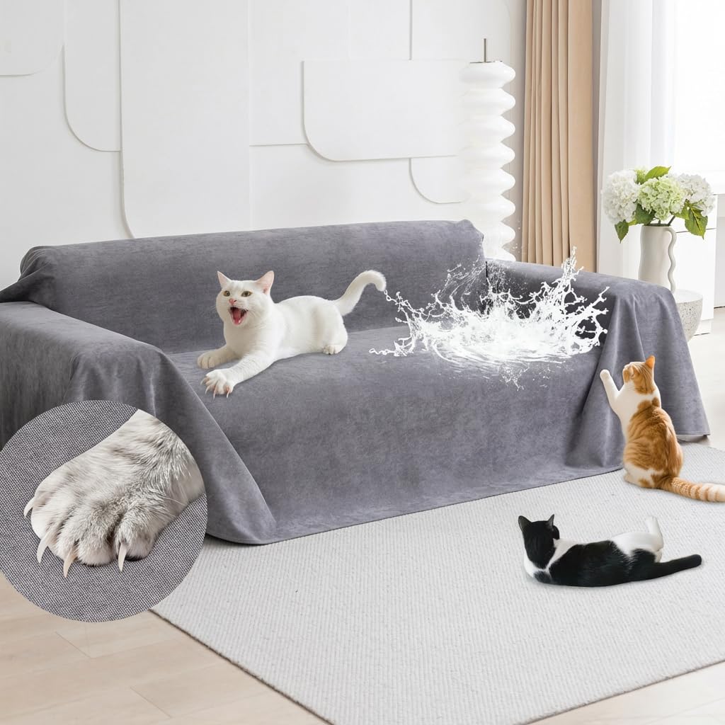 Loiion Cat Scratch Protector on a grey couch