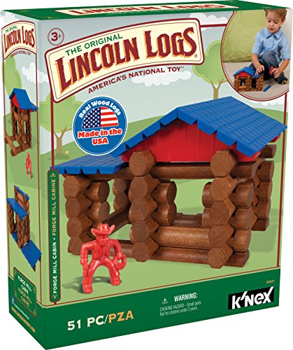 LINCOLN LOGS – Forge Mill Cabin – 51 Pieces – Ages 3+ – Preschool Educational Toy