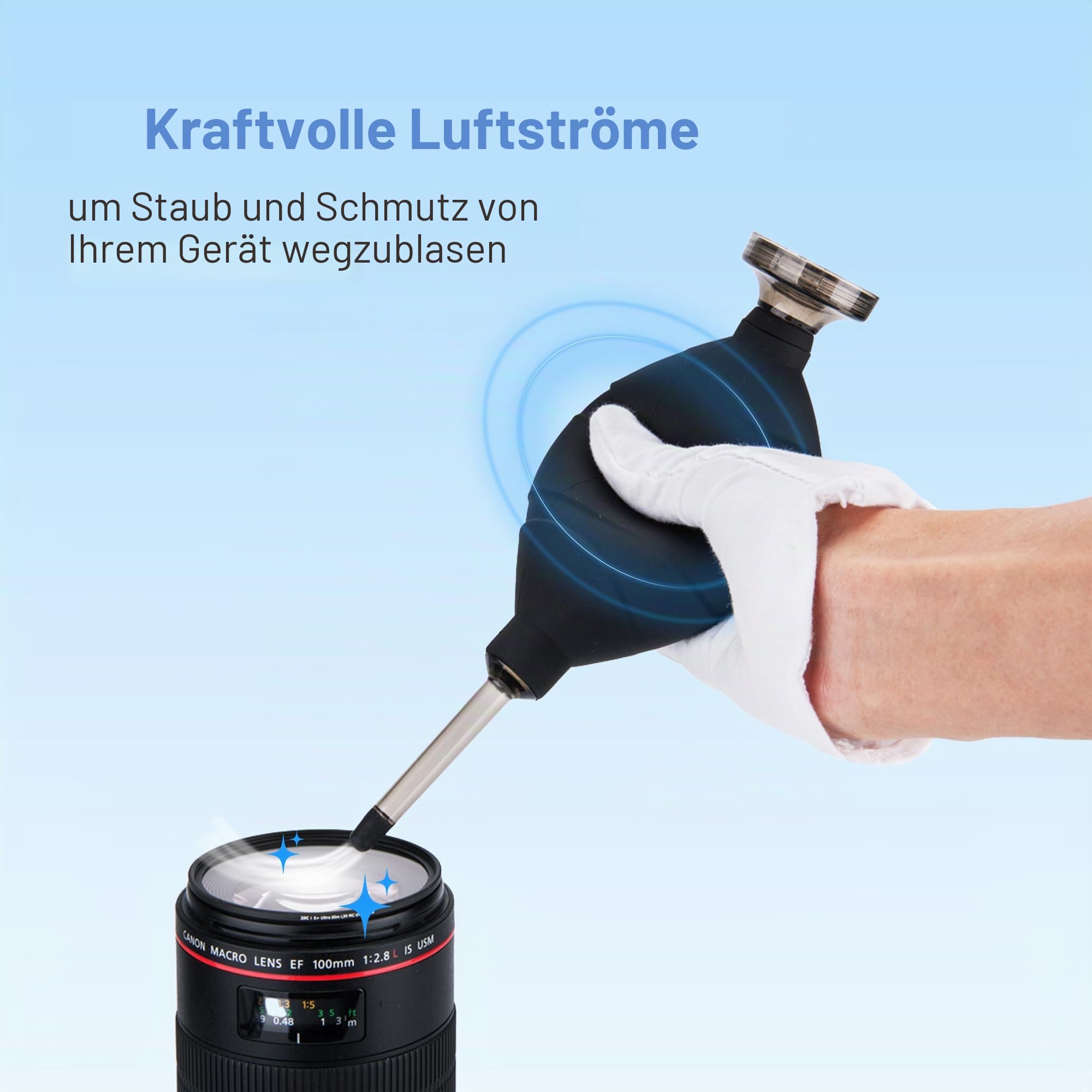 JJC Professionelles und sicheres, staubfreies Luftgebläse für digitale SLR-Kamerasensoren (CCD/CMOS), Objektive, Filter und andere empfindliche elektronische Geräte, Schwarz