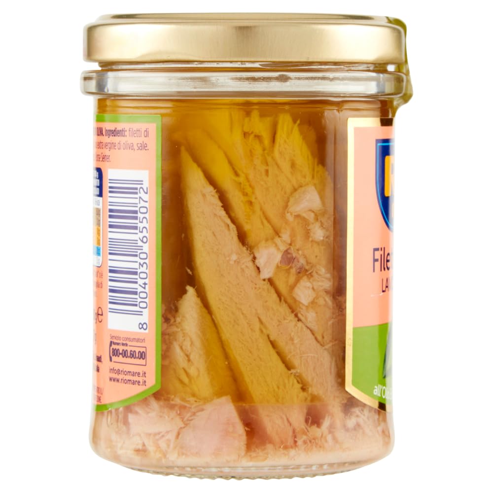 Italian Gourmet bundle für Rio Mare Thunfischfilets im Glas 12x180g in nativem Olivenöl, handgearbeitet, Premium-Antipasti & Salate, proteine reich + Italian Gourmet polpa