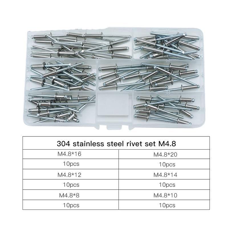 Remaches ciegos Remachador pop métrico Perno de perforación Aluminio/Acero inoxidable Seel/Decoración de uñas Remaches pop para muebles Surtido Kit-acero inoxidable M3.2