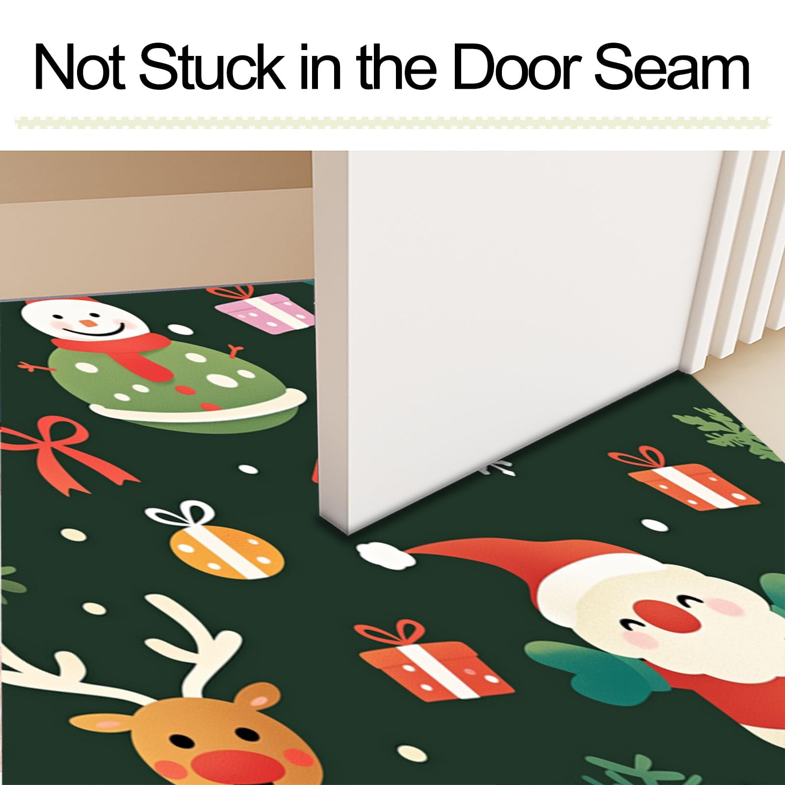 Felpudos Lavables con temática navideña para Interiores, con diseño de Papá Noel, Renos y muñecos de Nieve. Felpudos absorbentes Antideslizantes de Perfil bajo para Entrada, interi