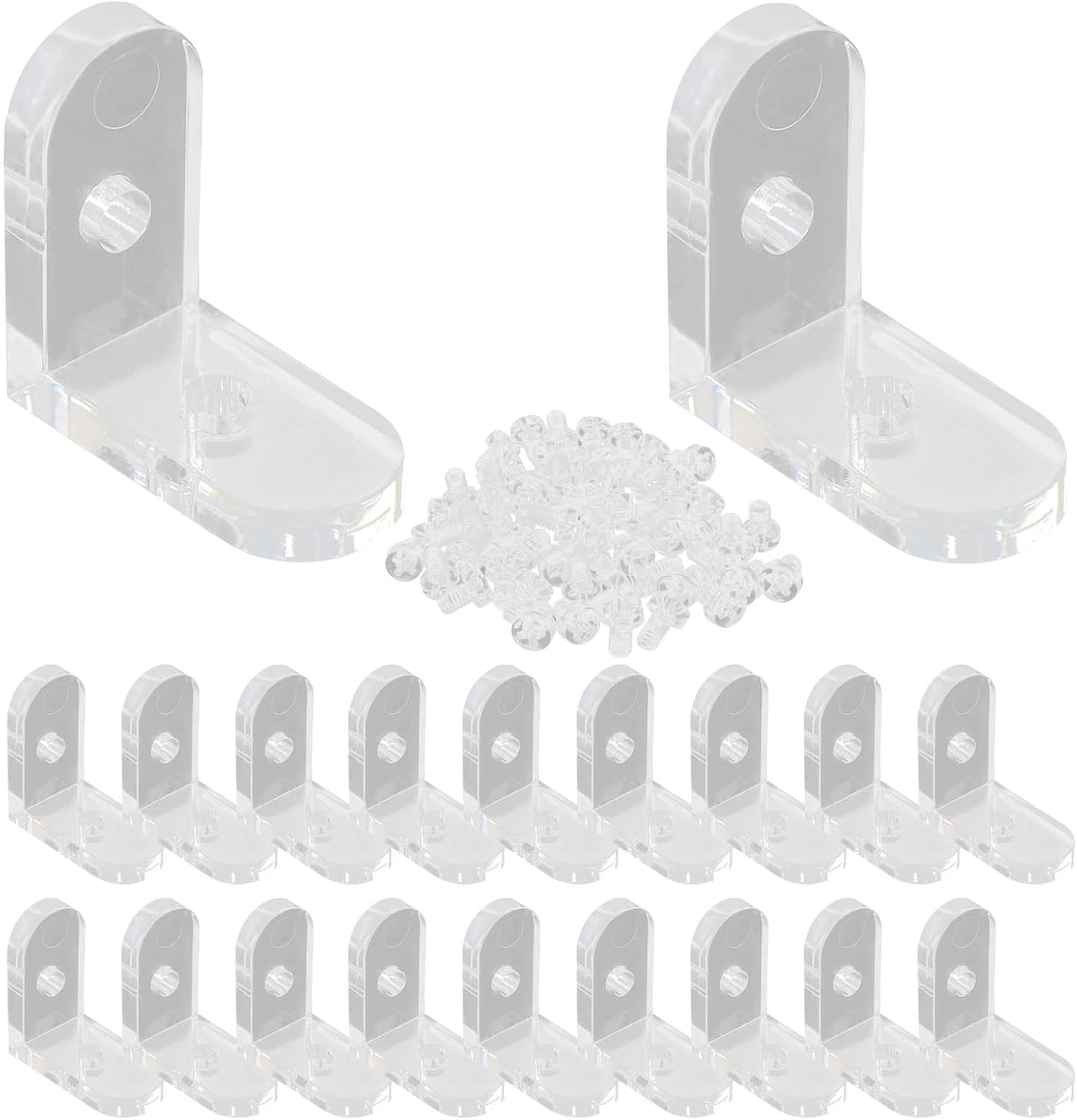 Piutouyar 20 Pack Acrylic L Brackets, Clear L-Shaped Corner Brace Decorative 90 Degree Right Angle Corner Brace Support Shelf Brackets