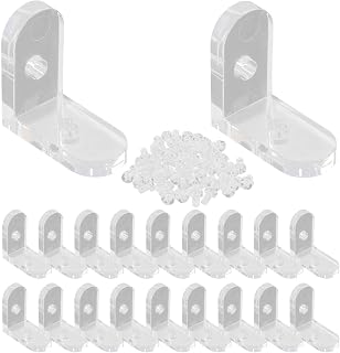 Piutouyar 20 Pack Acrylic L Brackets, Clear L-Shaped Corner Brace Decorative 90 Degree Right Angle Corner Brace Support Shelf Brackets