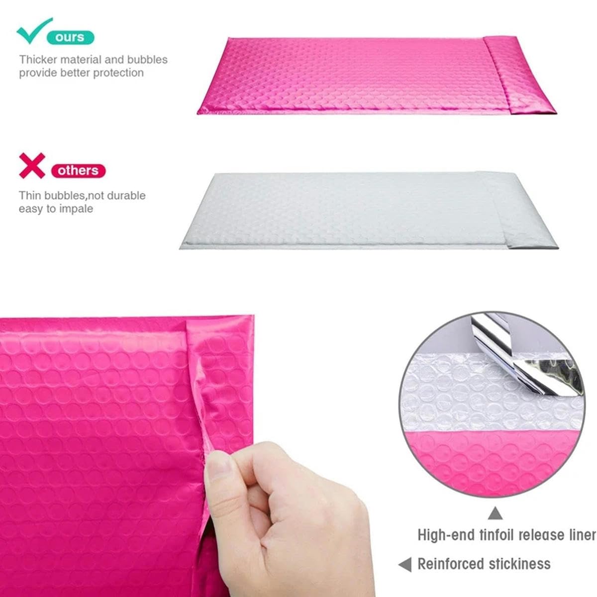 100 pezzi Forniture per piccole imprese Busta postale a bolle rosa Imballaggio per consegna Sacchetti per spedizione per imballare prodotti Buste postali-Giallo-18 * 23 cm