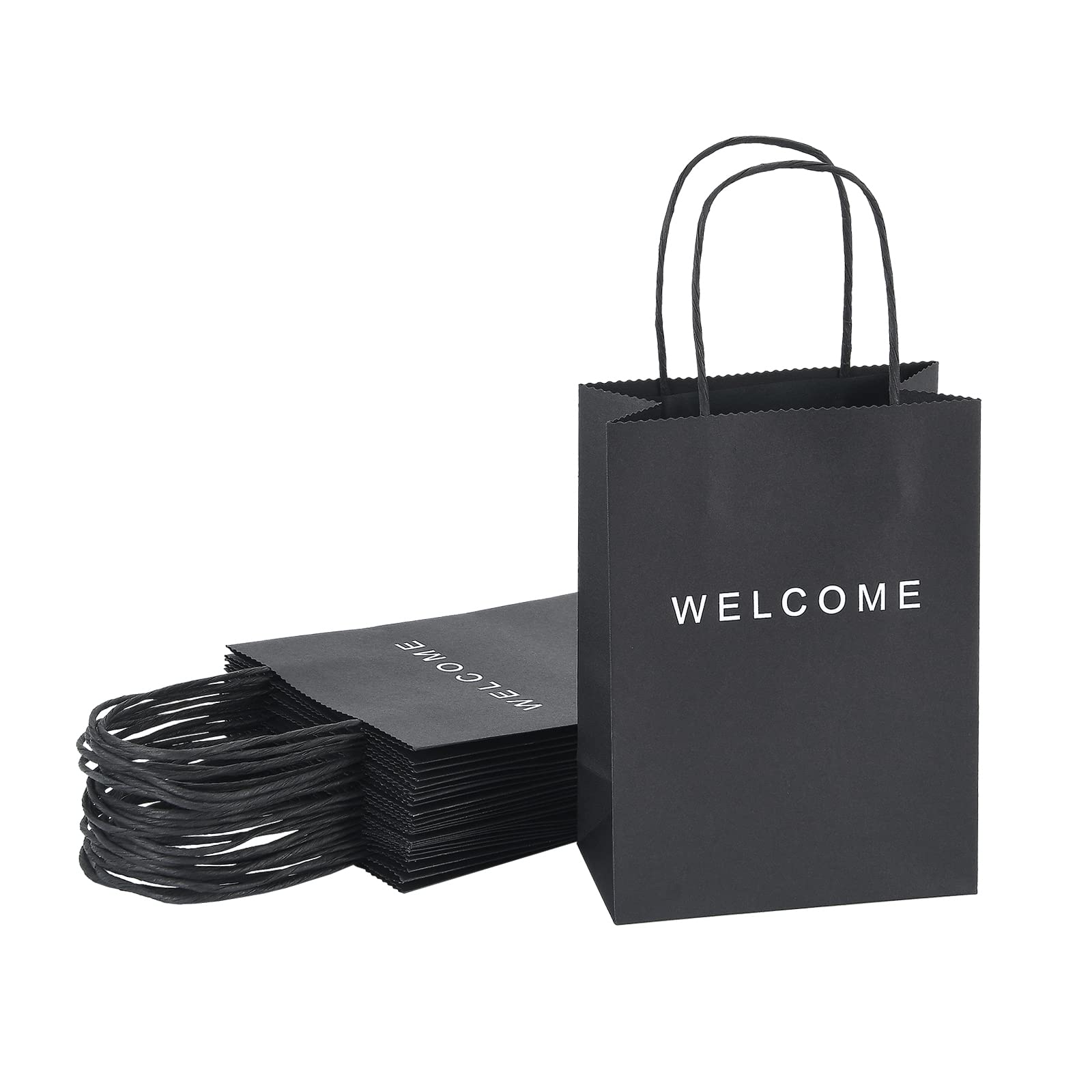 UceooPaper Bags 7.9 x 3.7 x 9.4 Inches 50 Pack Thank You Gift Retail Bags with Handles Thank You Paper Bags Merchandise Bags for Shopping,Craft,Party, Retail, Wedding