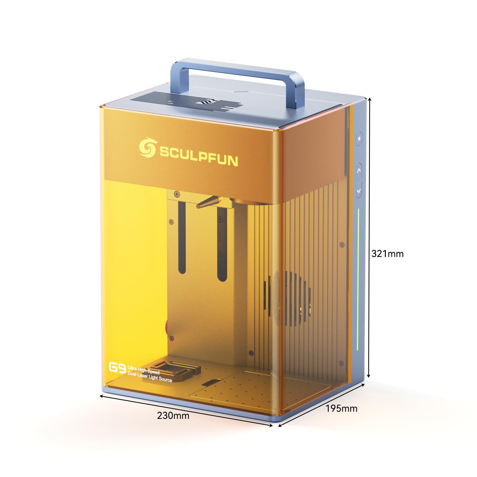 SCULPFUN Machine de gravure laser G9 2 W 1064 nm infrarouge et 10 W 455 nm bleu diode pour métal, papier, bois, cuir, acrylique - Vitesse de gravure 5000 mm/s