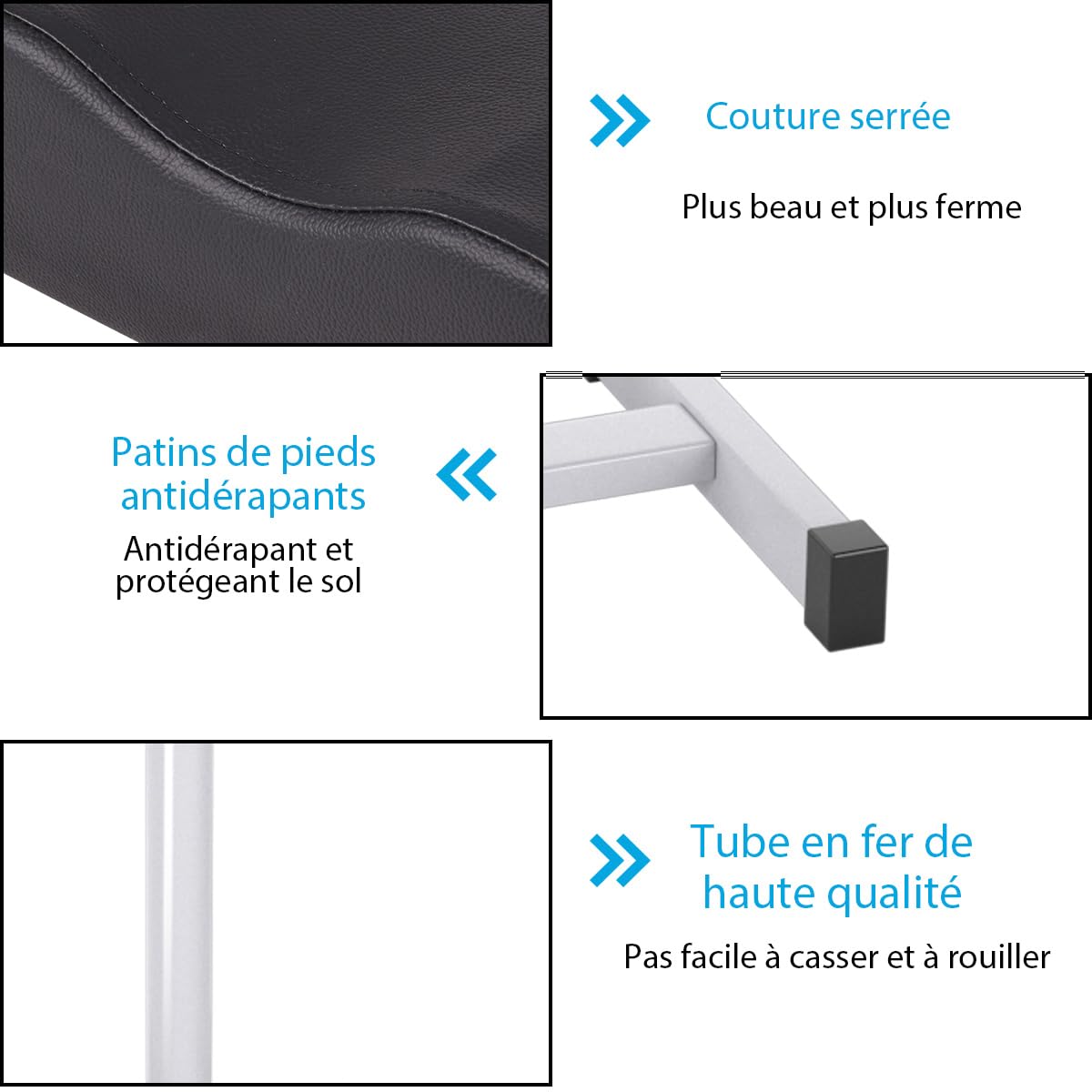 RELAX4LIFE Tabouret de Pédicure Hauteur Réglable 44-65 CM, Repose-Pieds Pédicure avec Coussin Doux, Support Pieds Portable pour Pédicure, Manucure, Spa, Charge 10 KG (Noir)