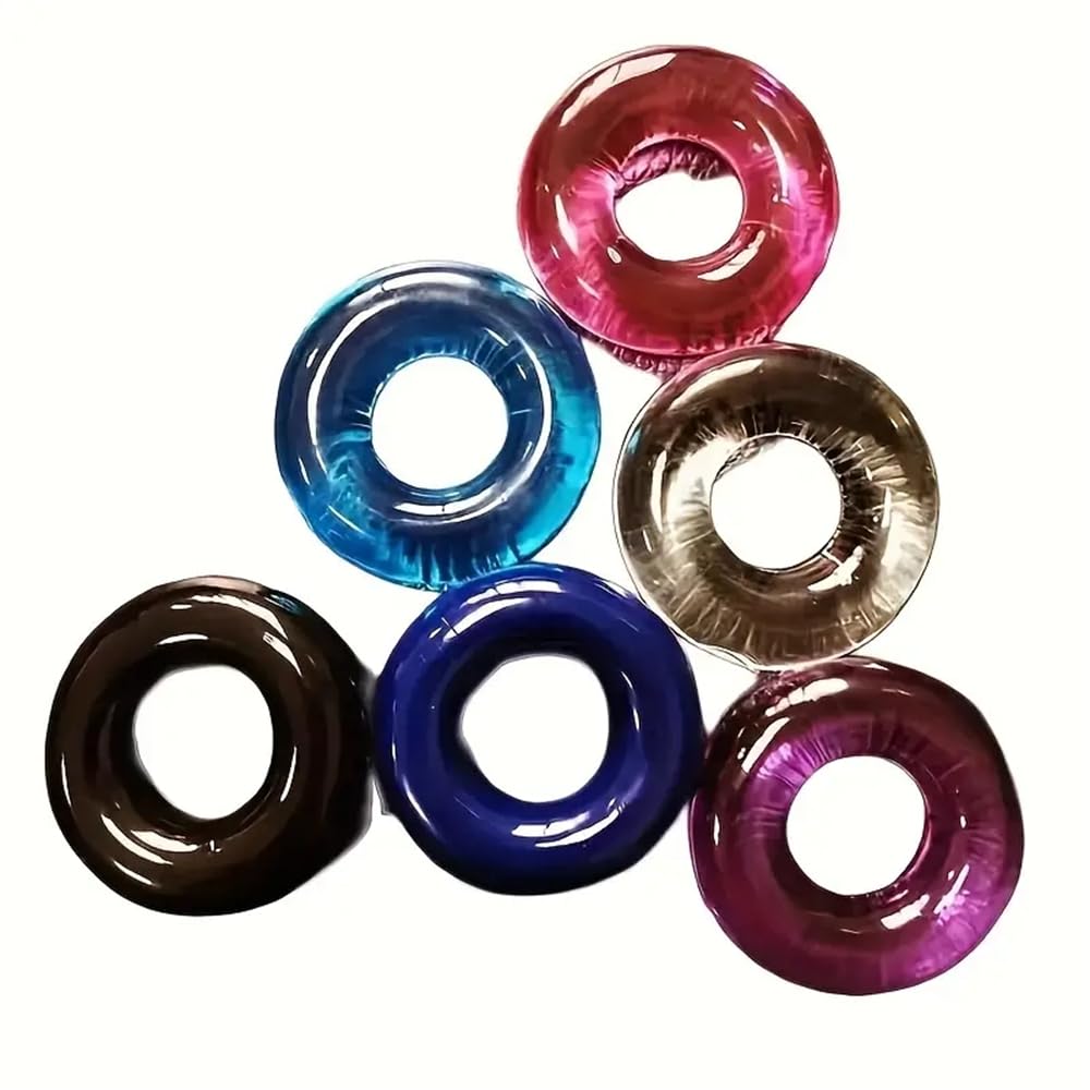6 pezzi di anelli in silicone nero morbido e super elastico