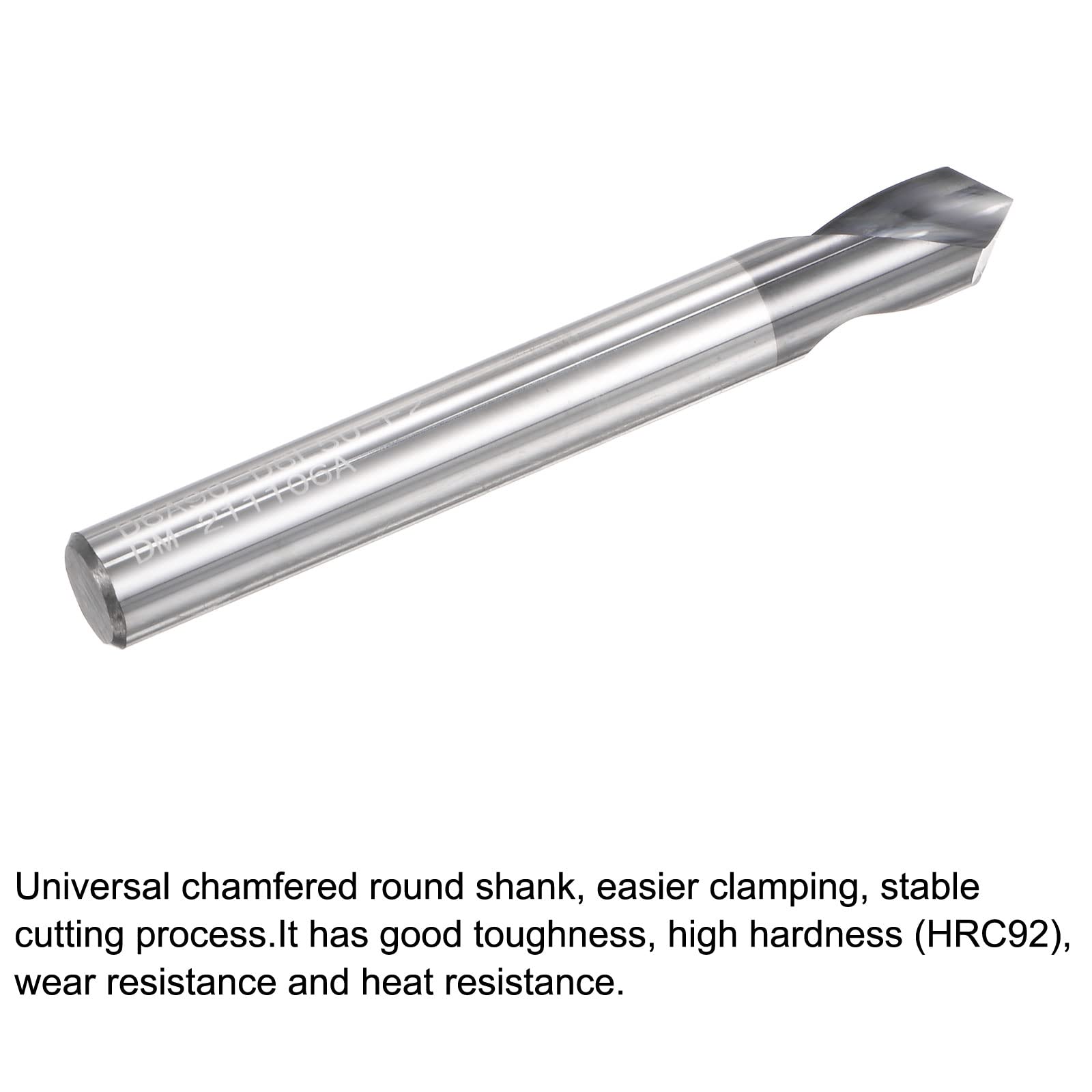 sourcing map Pointage Foret Mèches 6mm Diamètre 6mm Tige 90 Degré Solide Carbure AlTiSin Revêtu 2 Cannelures Rond Queue Perçage Fraise
