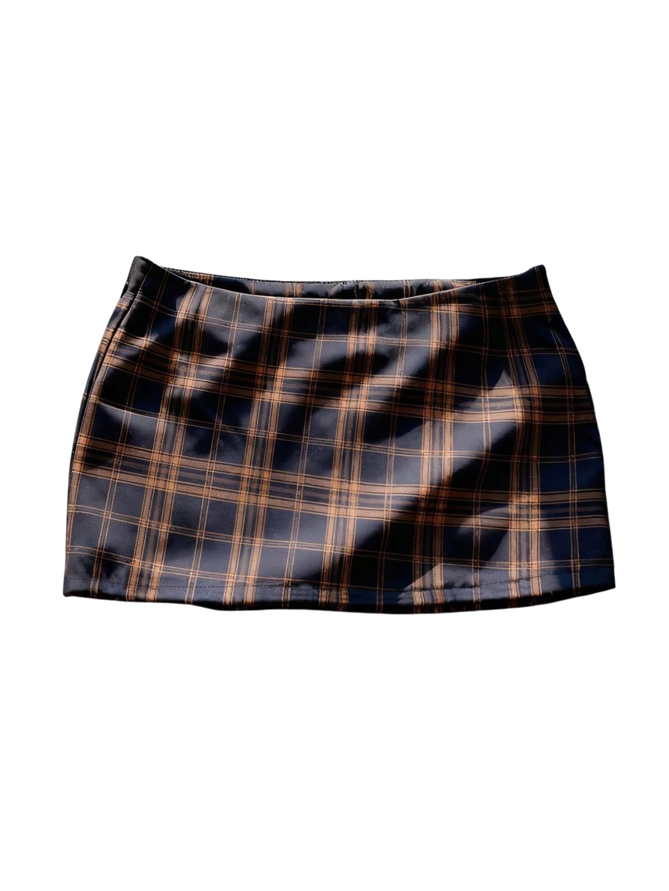 MakeMeChic Womens Plaid Micro Skirt Low Waist Pencil Bodycon Mini Skirts