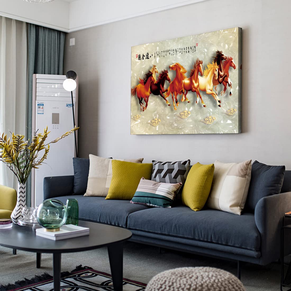 Amazon.co.jp: チャイニーズスタイル馬の絵アートパネル 成功への馬