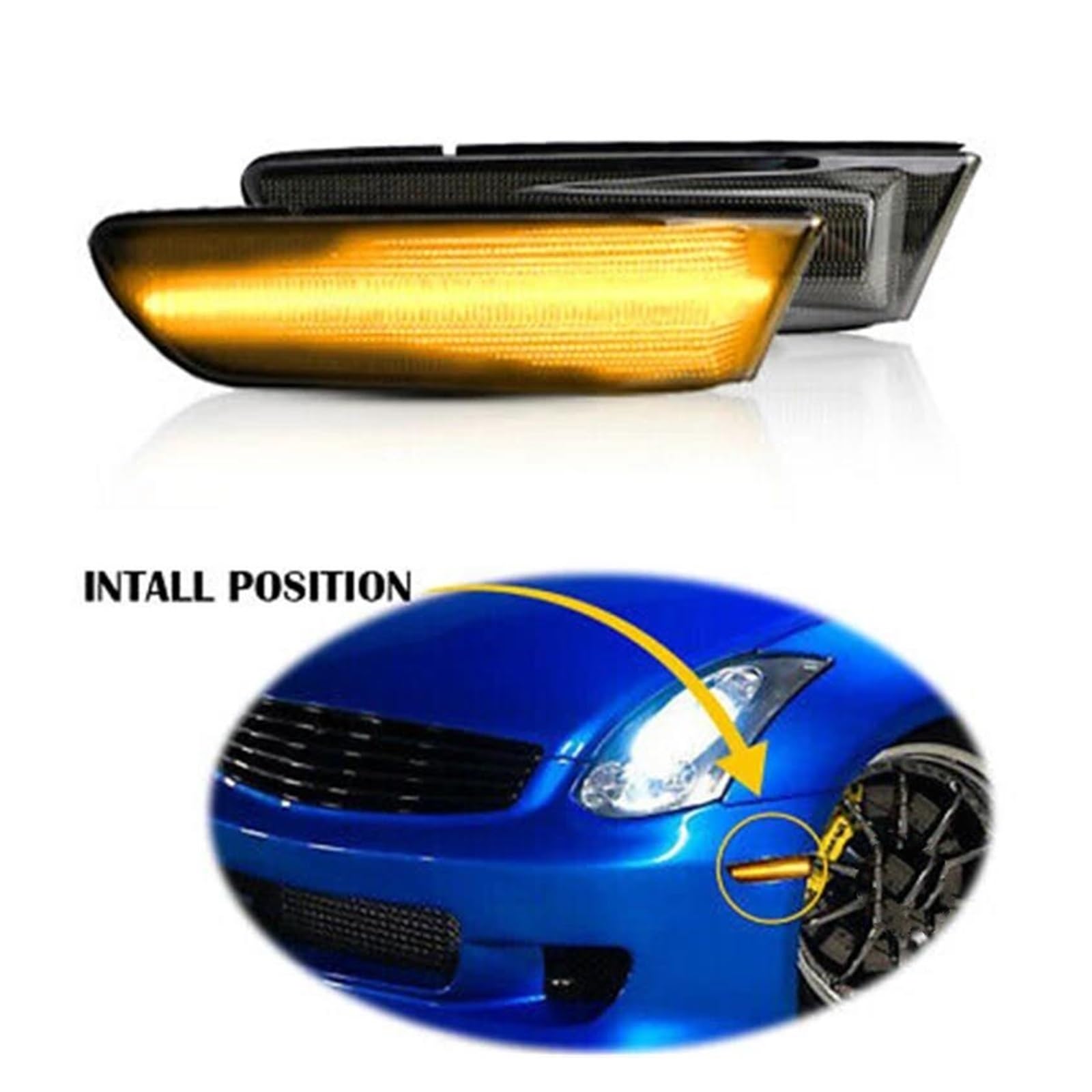 Genérico Intermitente Retrovisor Luces Señal LED Posición Lateral Secuencial Para Infiniti 2003 2004 2005 2006 2007 G35 Coupe Luz Intermitente(B)