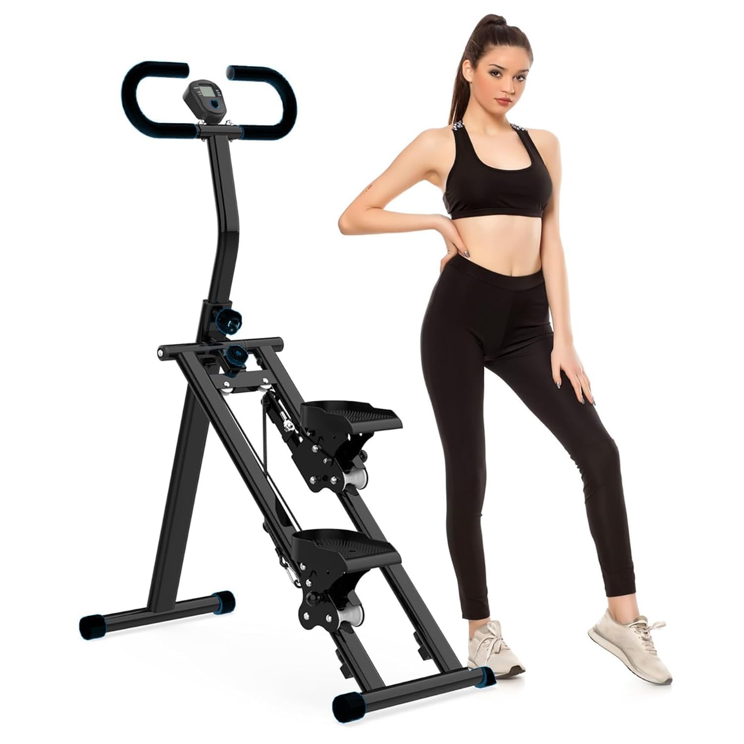 KEIKEN Stair Stepper Vertical Climber Exercise Machine with Adjustable Handlebar & Pedals | Full-Body Workout, Weight Loss & Cardio Trainer | Compact Hydraulic Stair Master Black-image-21