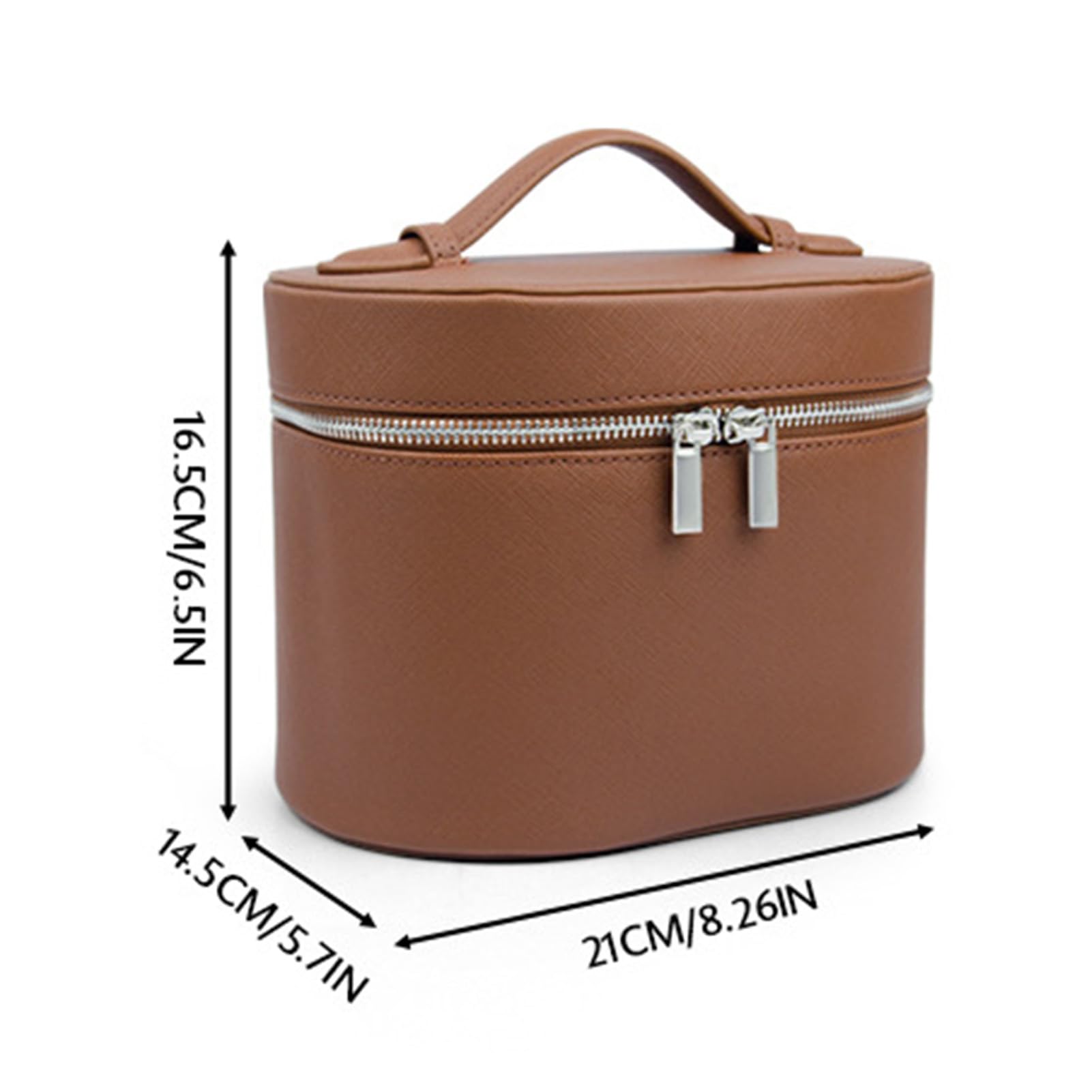 Asixxsix Borsa Trucco Grande, Beauty Case con Divisore Rimovibile (BROWN) | Borsa da viaggio per cosmetici, con manico superiore, 16,5x14,5x21 cm / 6,50x5,71x8,27 pollici, doppia cerniera, per donne