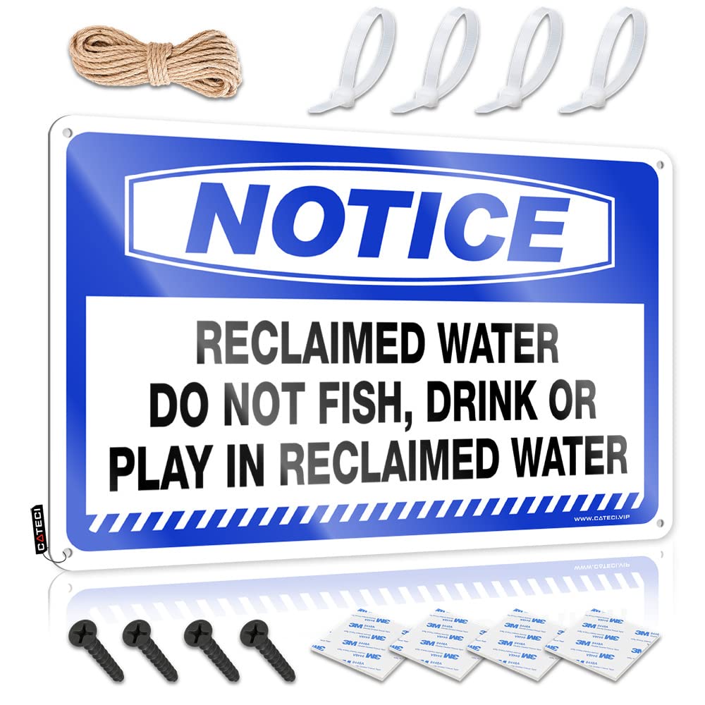 Bedroom Door Decorations Notice Reclaimed Water Do Not Fish, Drink Or Play In Tin Sign Boys Room Decor Teenager Bedroom Door Sign(20X30CM)