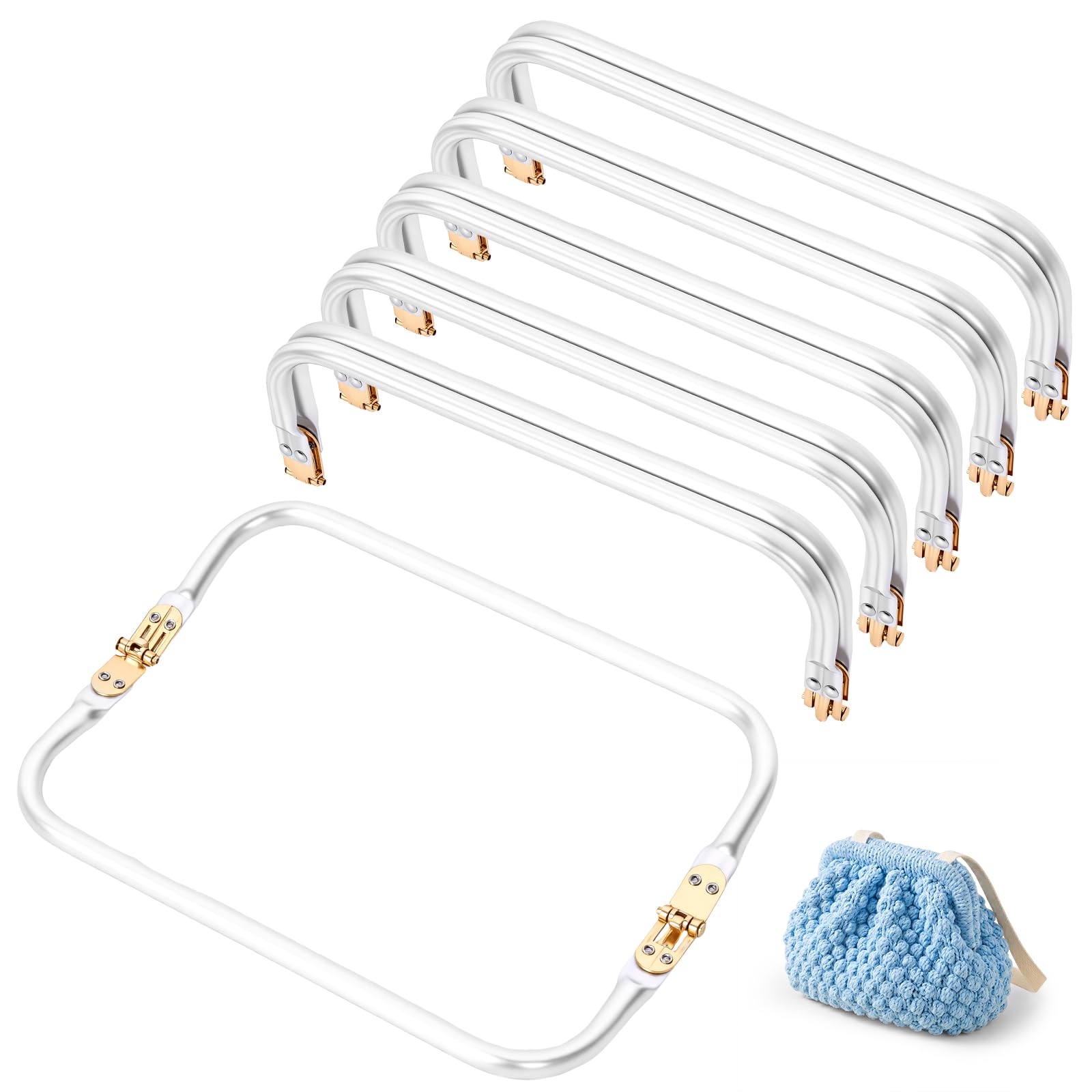 6Pcs Purse Clasp Frame,Clutch Bag Clasp Frame Metal Purse Frames Rectangle Lock Frames Hardware Replacement Aluminum for DIY Purses Handle Bag Making Sewing Craft Carpet(25cm)
