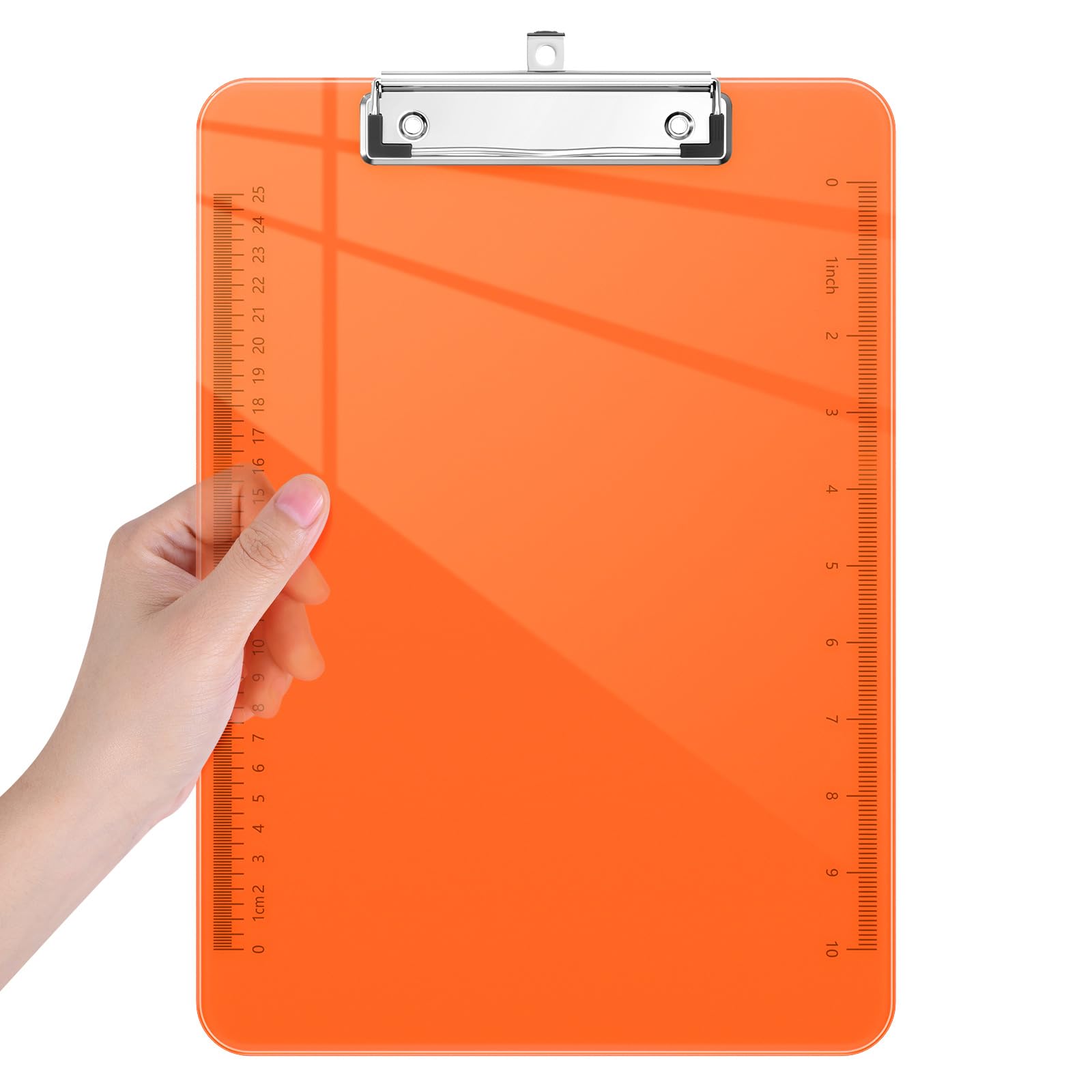 Piasoenc Plastic Clipboards, Translucent Clip Board with Low Profile, Office Supply, School Supplies, Letter Size 12.5 x 9 Inches,Orange