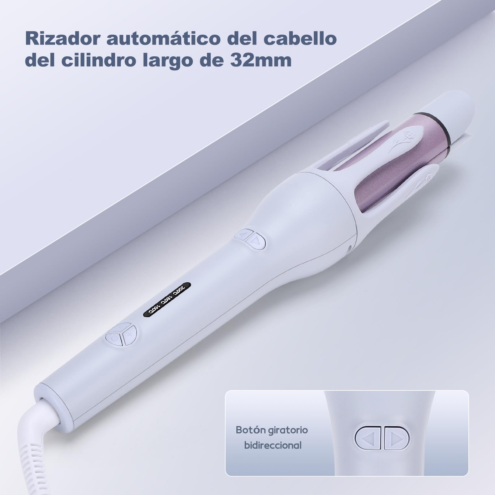 32mm Rizador de Pelo Automático, 2en1 Rizadora y Plancha Pelo, Revestimiento Cerámico, 3 Temp(160℃-200℃), Calentamiento PTC y Peinados Duraderos