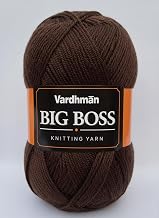 Vardhman BigBoss Knitting Yarn – 200g Ball, 575m, 84% Acrylic + 16% Nylon, 3-Ply DK Weight, Soft & Durable Wool for Knitting, Craft, babywear, blanket, winter wear; threads for crochet hook needle. (Chocolate Brown)