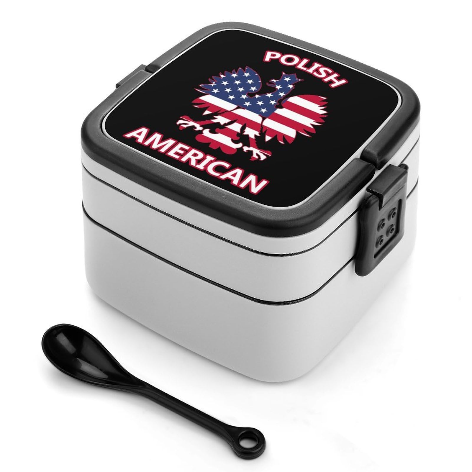 CGSBNGHA Polish Americans-Flag Ea-gles Bento Lunch Box 2 Layer Lunchbox Food Container for Adults Office