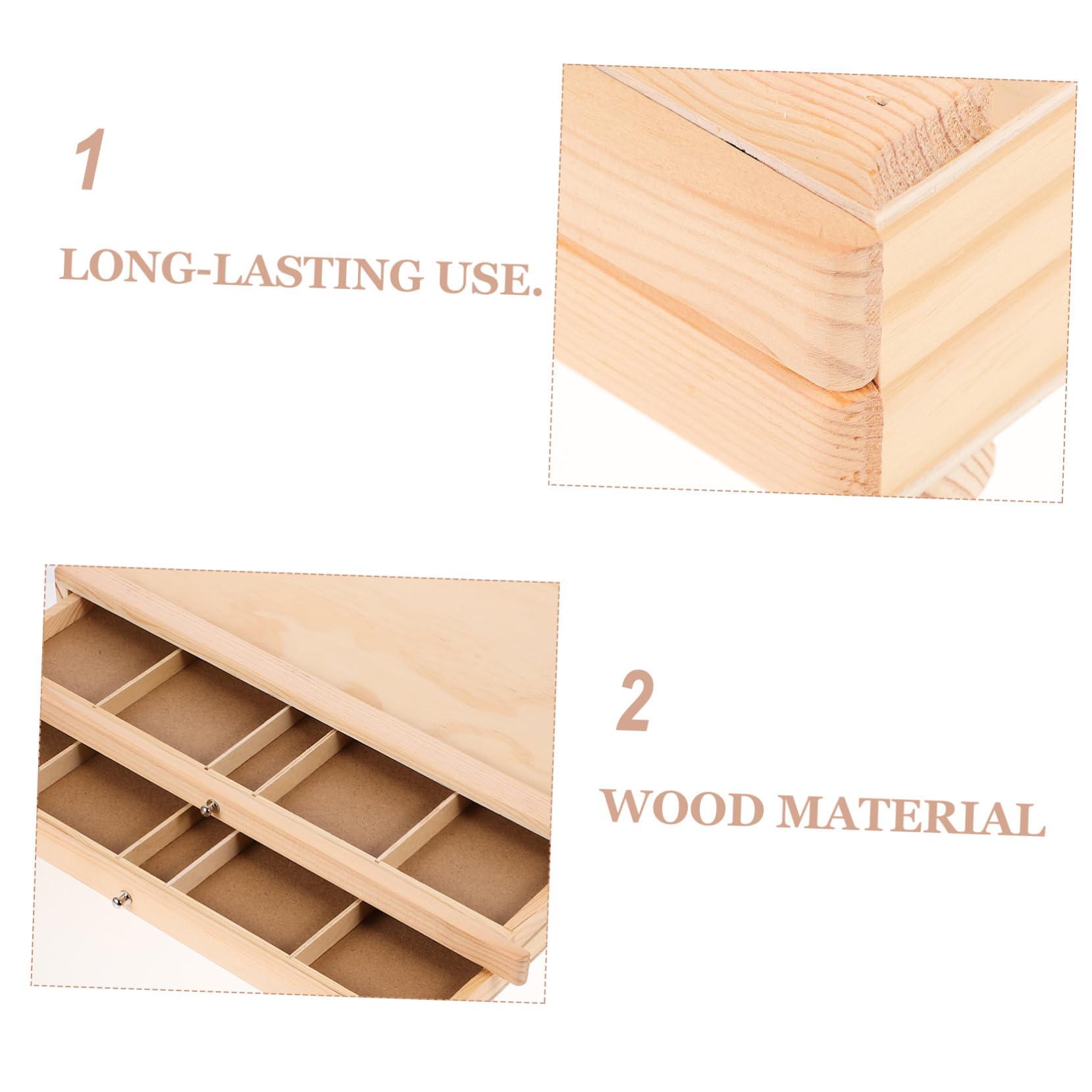 Holz Aufbewahrungsbox mit Zwei für Pinsel Stifte Marker Stabiler Tisch Organizer Leicht und Waschbar für Malutensilien und Schreibbedarf Zuhause