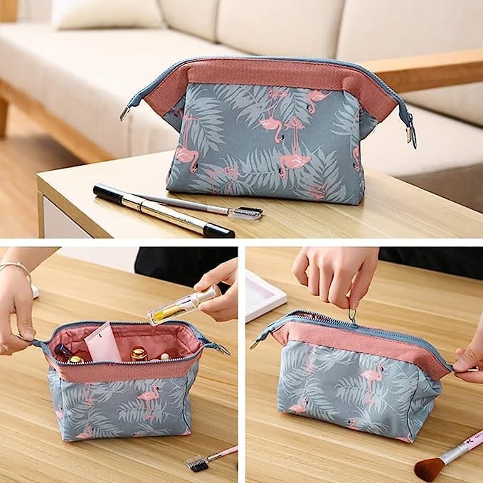 Image of Nylon Cosmetic Toiletry Pouch Waterproof Makeup Vanity Shaving Household Grooming Travel Storage Organizer Bags Pouch Kit Pack for Unisex Travel Compact Utility Design Go Grey