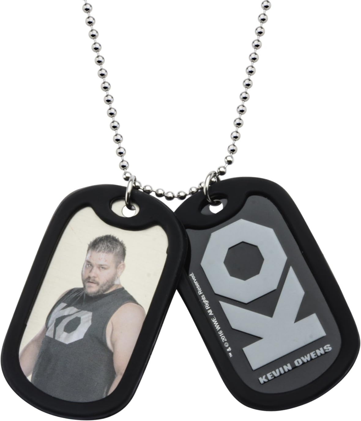 WWE Jewelry Kevin Owens Stainless Steel Double Dog Tag Men's Pendant Necklace, 24"