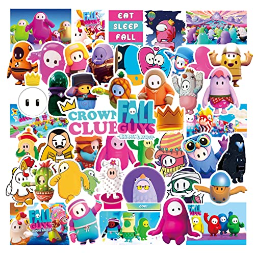 FallGuys,50 pegatinas para botellas de agua, tazas, portátiles, hidroflask, teléfono móvil, portátil, monopatín, equipaje, decoración, vinilo impermeable, FallGuys, niñas, adolescentes