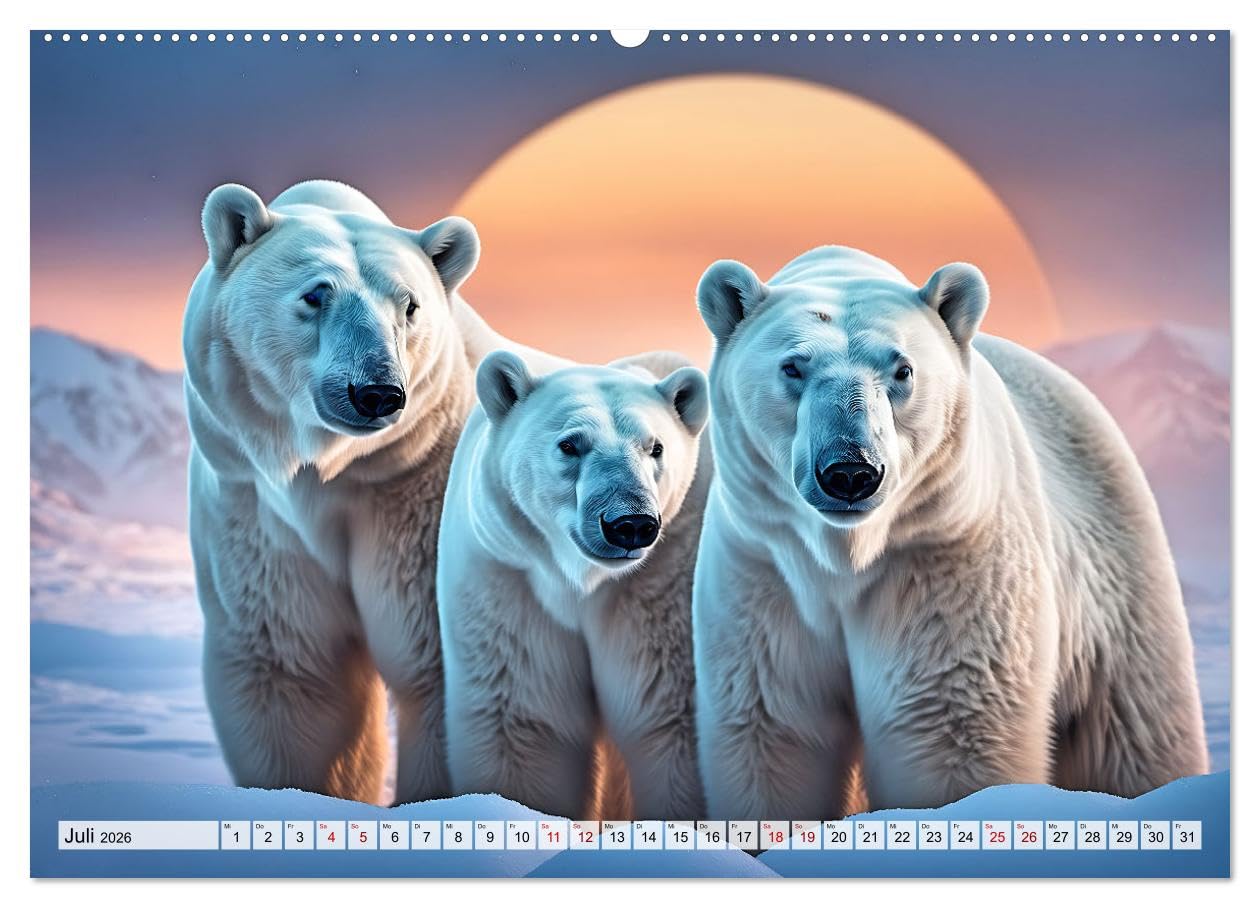 Im magischen Land der Eisbären (hochwertiger Premium Wandkalender 2026 DIN A2 quer), Kunstdruck in Hochglanz: Zauberhafte Bilder von Polarbären in ... Welt im ewigen Eis (CALVENDO Tiere)