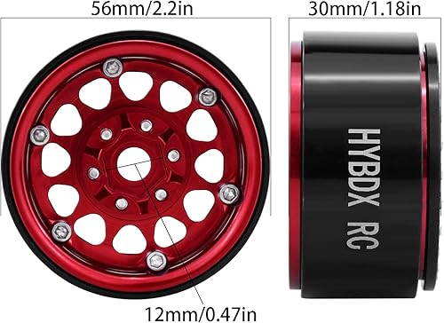 Miniatura 8 de Cubo de rueda Beadlock de aleación de aluminio de 1.9 pulgadas, 4 piezas, apto para 110 RC Crawler Axial SCX10 SCX10 II TRX4 RC4WD D90 (gris 4