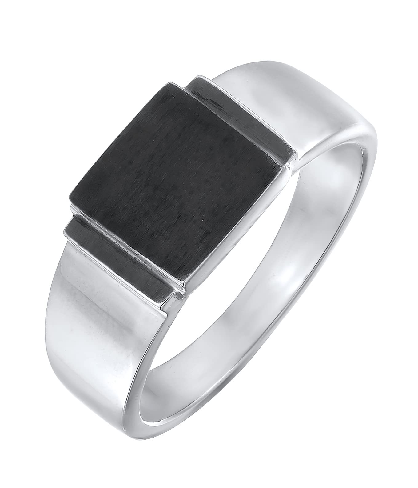 Kuzzoi Anillo de sello para hombre cuadrado mate oxidado en plata de ley 925 maciza, clásico anillo de plata para hombre (10 mm), anillo de banda para hombres en el tamaño del anillo 60-66, 0607311422