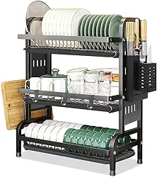 Escorredor de Louça Inox, Escorredor de Louça Suspenso, 23 * 42 * 63cm, Com Bandeja, Para Cozinha, Escorredores de Louça