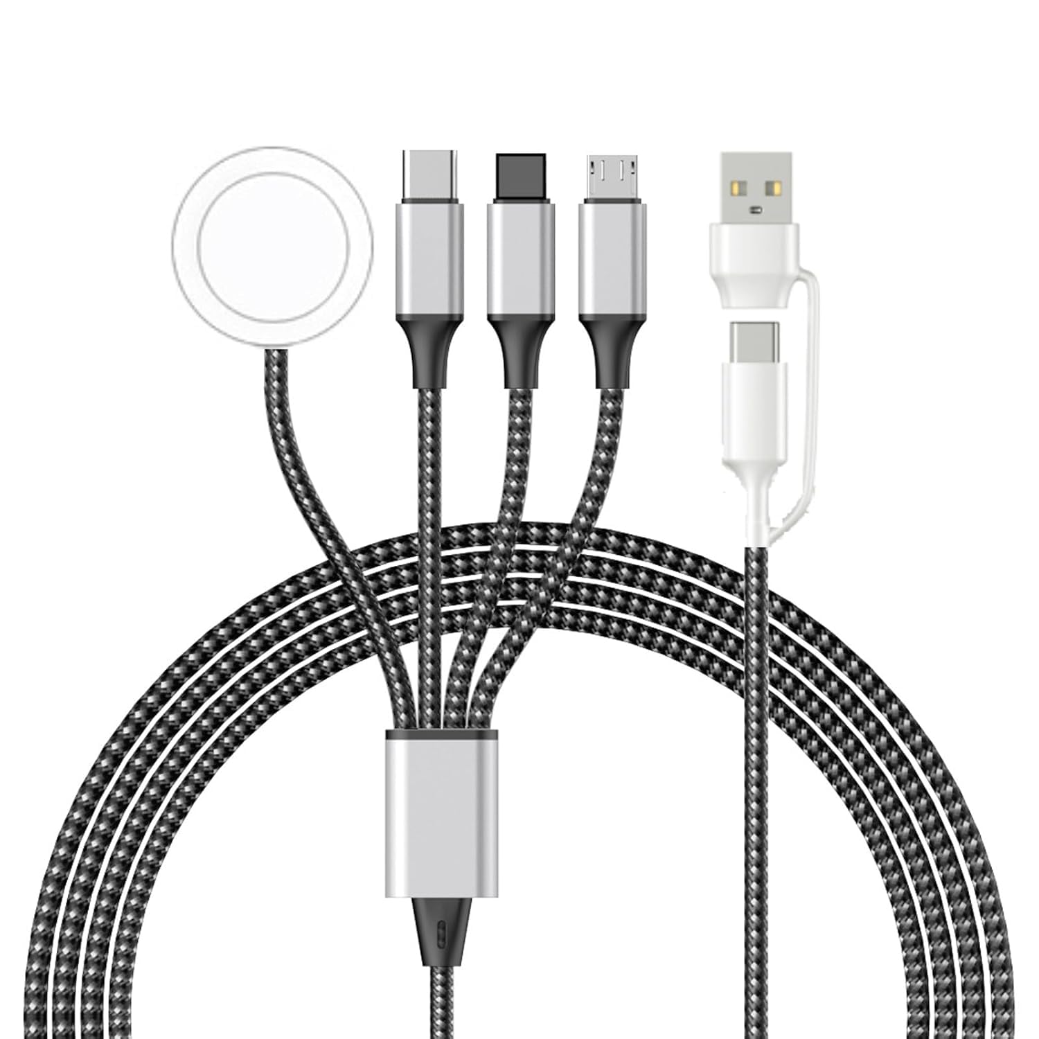 4 in 2 Multi Charging Cable for Apple Watch Charger, Upgraded Wireless USB C iWatch Charger Fast Charging with Type C/Light-ning Compatible with iWatch Ultra SE 10-1, i-Phone 16-11, Android (4FT)