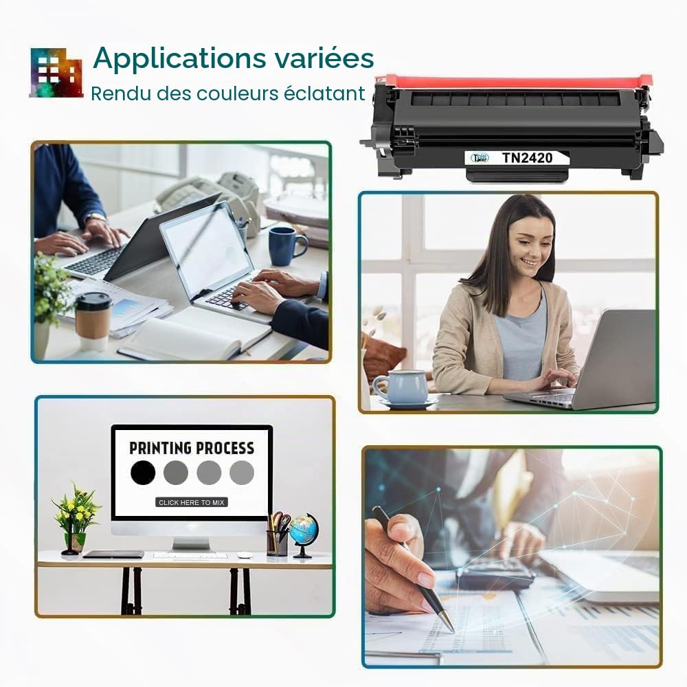 Cool Toner TN2420 Cartouche de Toner Compatible pour Brother DCP-L2530DW MFC-L2710DW HL-L2350DW DCP-L2510D HL-L2375DW MFC-L2730DW MFC-L2750DW HL-L2310D TN-2420 TN2410 TN-2410 (Noir, 2-Pack)